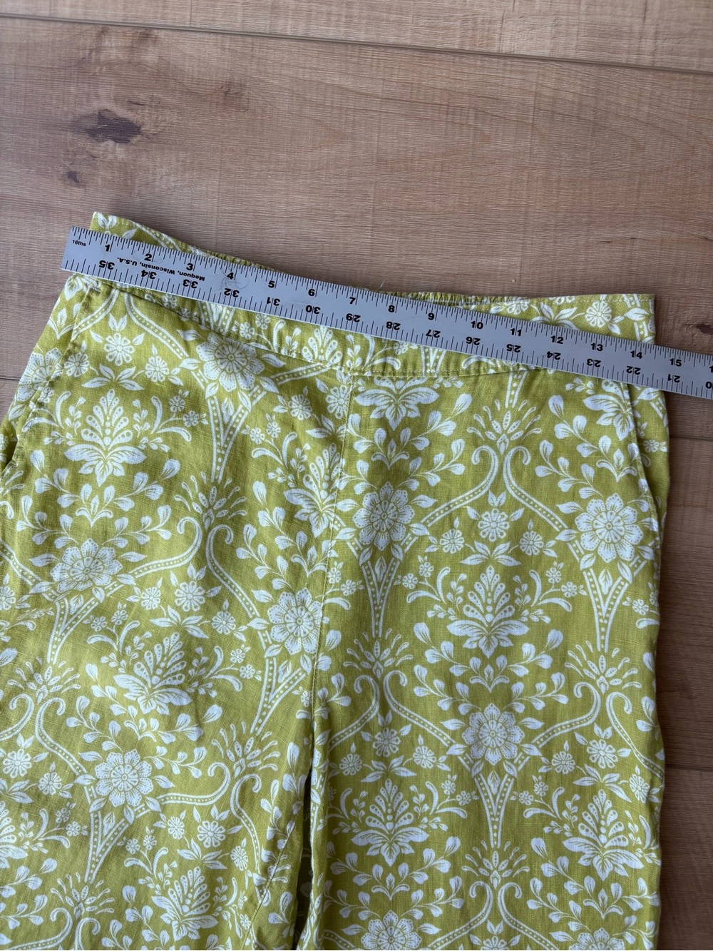 Joie 100% Linen Flat Front Wide Leg Floral Boho Cropped Pants. Size medium - Picture 6 of 12